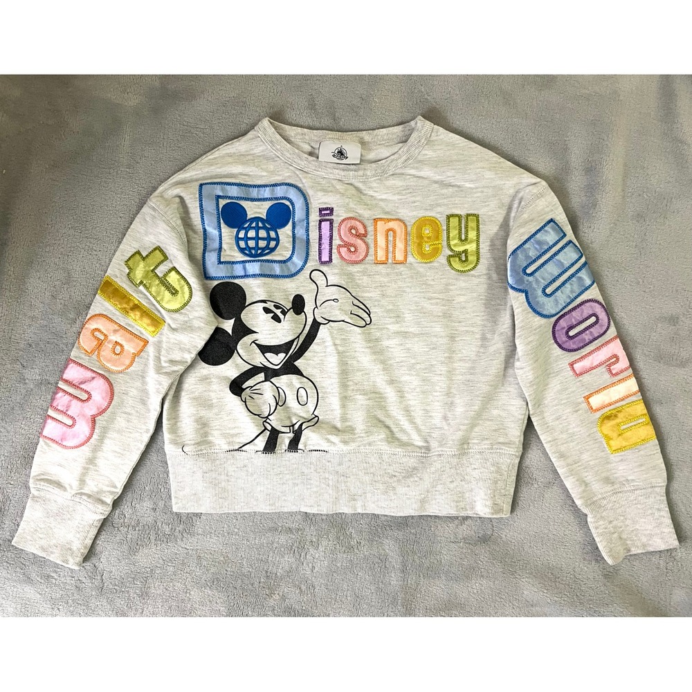 Disney Parks M Mickey Mouse Walt Disney World Pastel Rainbow Cropped Sweatshirt